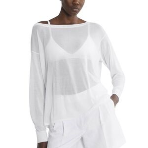 Aritzia Babaton Memo Oversized Off-The-Shoulder Sweater White Knit Sz L